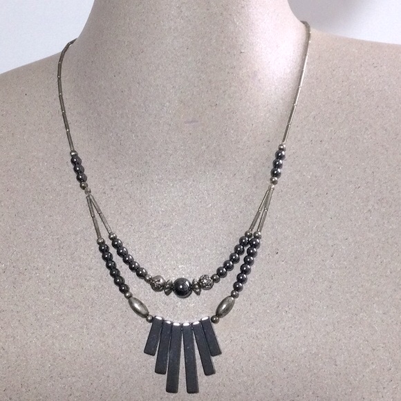 Hematite Beaded Doubled Necklace